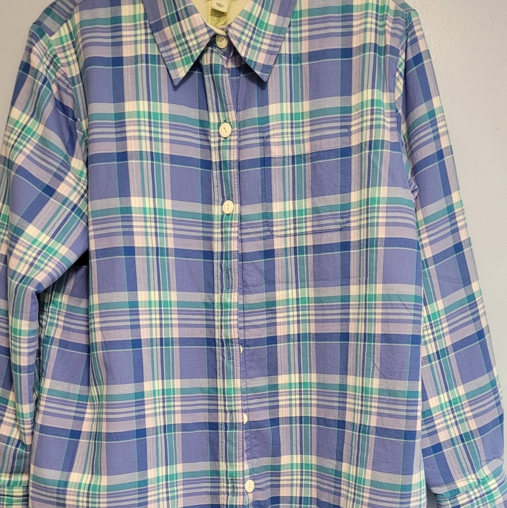 Ll bean long sleeve collar flannel fleece